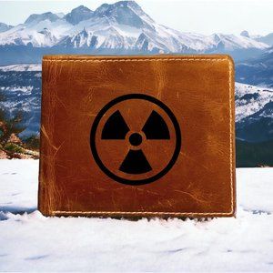 Nuclear Warning Leather Wallet Bifold 100% Genuine Buffalo Premium Quality NEW